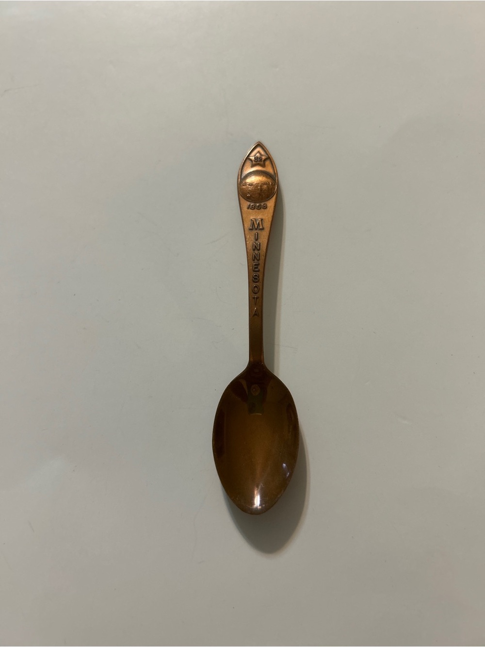 Vintage 1958 Minnesota State Centennial Copper Souvenir Spoon Copper Bell Mark